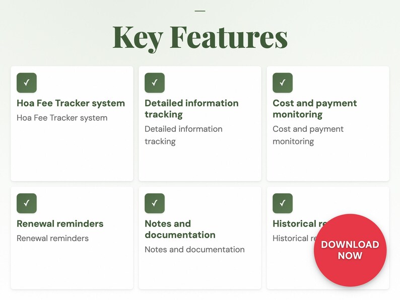 Hoa Fee Tracker | Home Excel Template | House Organizer | Google Sheets ...