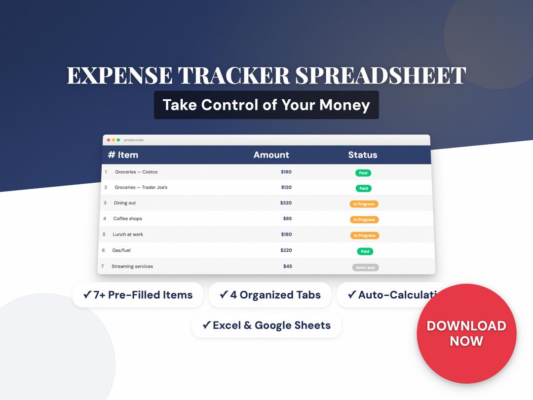 Expense Tracker Spreadsheet | Daily Log Excel, Google Sheets Template ...