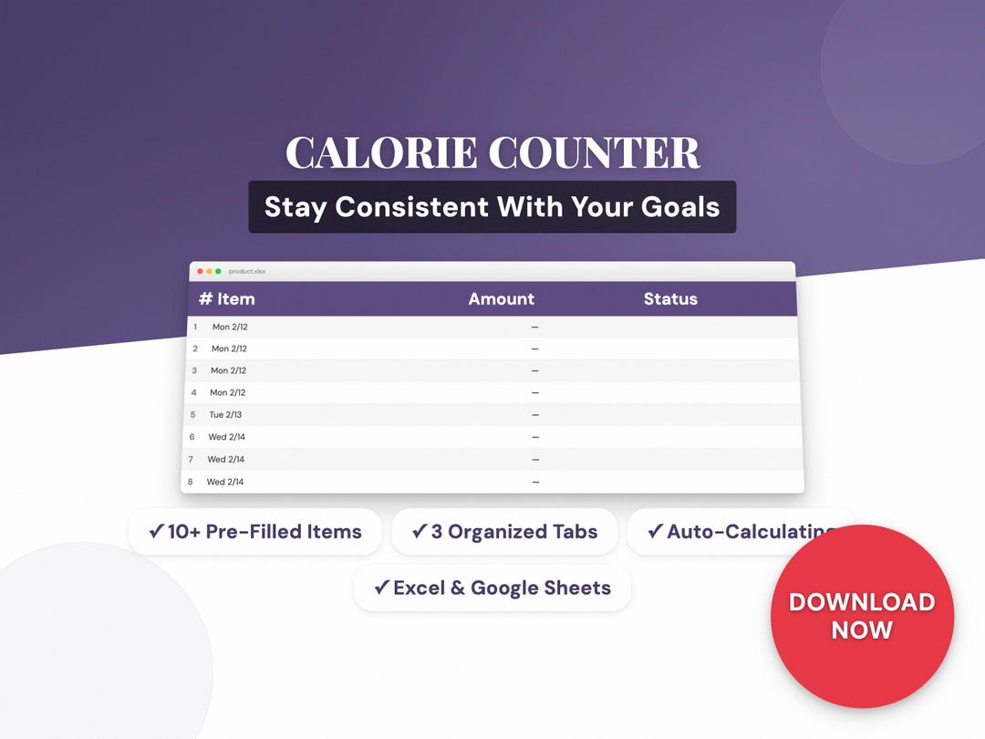 Calorie Counter Format Calorie Counter | Fitness Excel Template | Workout Tracker | Google ...