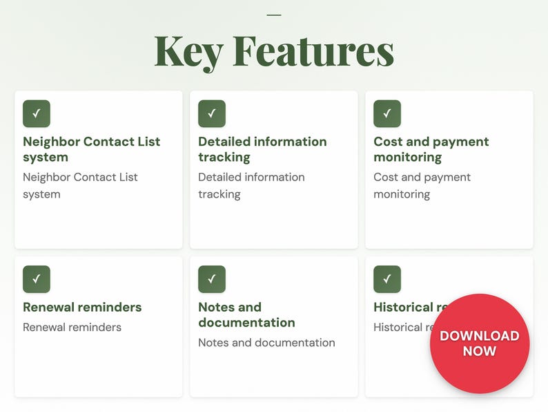 Neighbor List Example Neighbor Contact List | Home Excel Template | House Organizer | Google ...