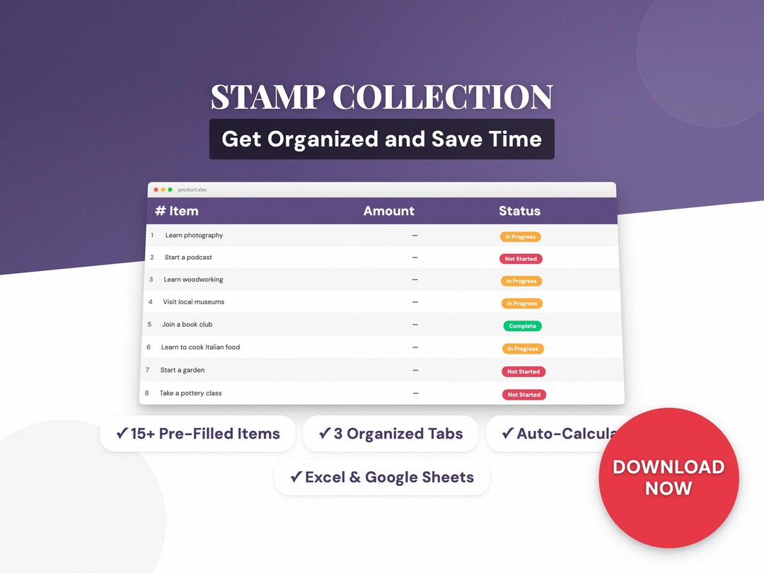 Stamp Collection | Fun Activity Excel Template | Hobby Tracker | Google ...