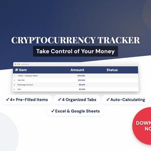 Cryptocurrency Tracker | Crypto Portfolio Excel Template | Bitcoin Tracker | Google Sheets