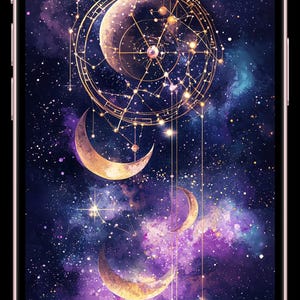 4 Astrologie Sternzeichen iPhone Hintergrundbilder | Set von 4 Mystische Astrologische Hintergründe | Kosmisches Horoskop & Sternenkonstellation Kunst