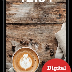 Fondo de pantalla de café para iPhone: conjunto de 4 fondos de arte de café acogedores / Descarga digital relajante