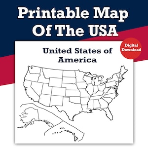Druckbare Landkarte der USA – Umriss der USA, 50 US Bundesstaate Geographie