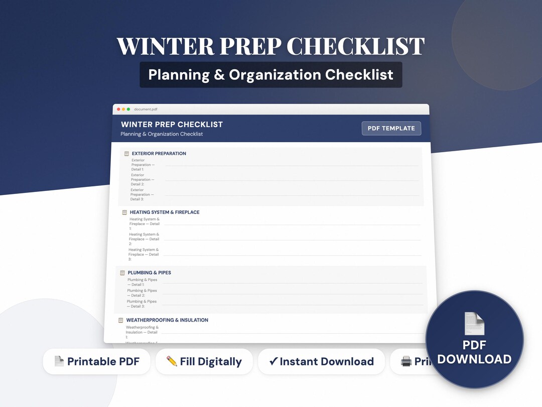 Winter Home Prep Checklist | Winterizing Checklist PDF | Home Winter ...