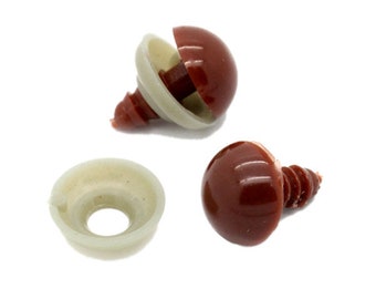 Lot 20 Yeux de sécurité café 14mm pour peluche (10 paires)