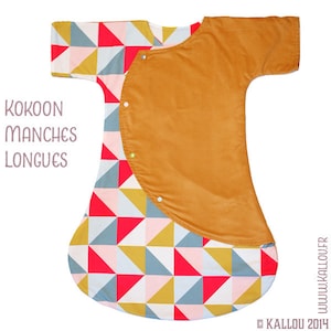 PDF pattern for the Kallou Kokoon sleeping bag, Size: 0-3 months, 6 months, 12 months, 18 months and 24 months.