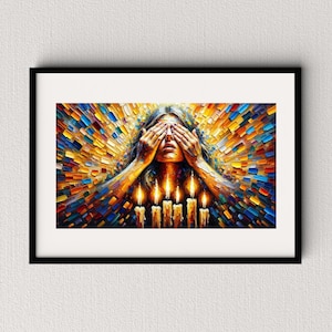Shabbat Candle Lighting Art: Jewish Home Decor (Digital Download)