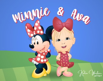 Benutzerdefinierte Cartoon Portrait-DISNEY Version Portrait-Benutzerdefinierte Kunst-Kids Portrait-Baby Art-DISNEY Portrait-Custom Digital Art-Personalisierte Kunst