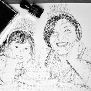 Retrato personalizado con sello de fecha - Retrato de pareja personalizado - Retrato de mascota - Regalo de aniversario - Regalo personalizado - Arte personalizado - Regalo de cumpleaños para bebé imagen 3