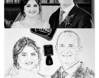 Personalisierte Datum Stempel Portrait - Benutzerdefinierte Paare Portrait-Pet Portrait-Jubiläum Geschenk-Benutzerdefinierte Geschenk-Personalisierte Kunst-Baby Geburtstagsgeschenk