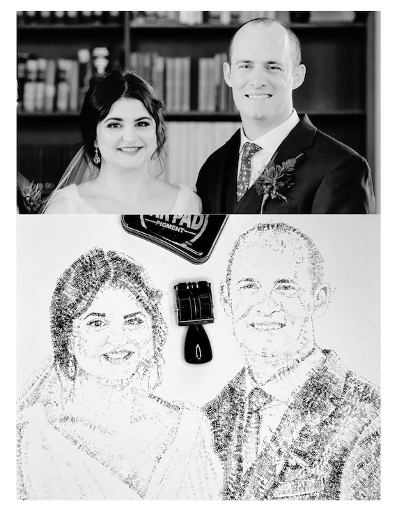 Personalized Date Stamp Portrait - Custom Couples Portrait-Pet Portrait-Anniversary Gift-Customized Gift-Personalized Art-Baby Birthday Gift