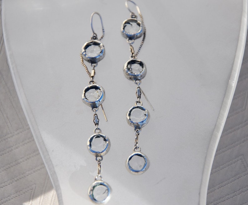 Elegant glass rain drop thread earrings image 2