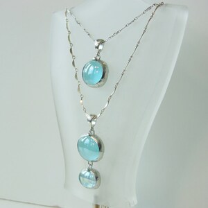 Layered blue glass drop necklaces zdjęcie 4