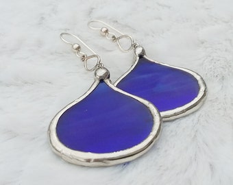 Ultramarine blue glass petal earrings