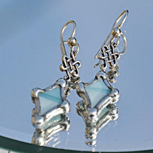 Celtic knot blue diamond earrings image 4