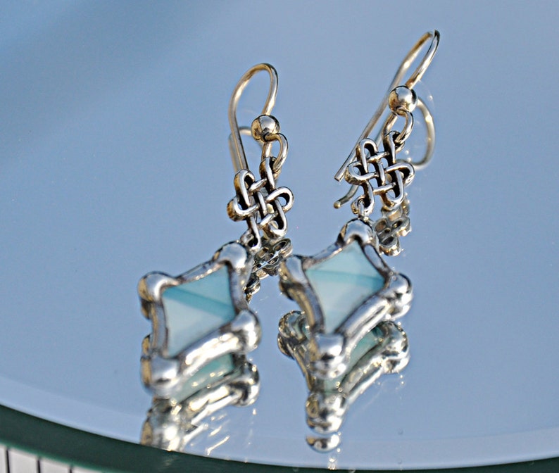 Celtic knot blue diamond earrings image 4