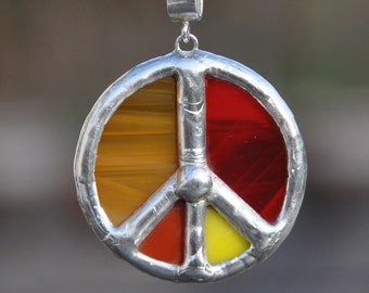 Multi hot colored peace necklace