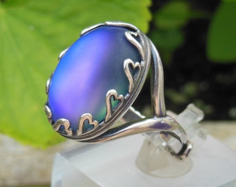 Deep blue purple heart ring