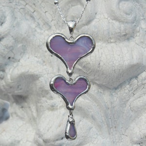 Purple Stained Glass Heart Necklace with Sterling Chain image 3