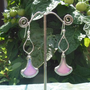 Pink fan leaf earrings image 5