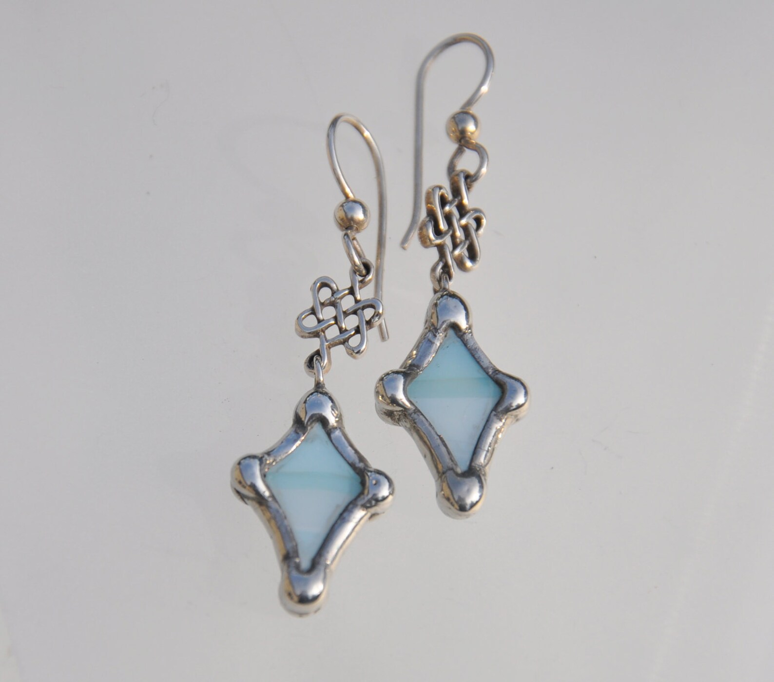 Blue Australian Heart Crystal Celtic Knot Hoop Style Earrings