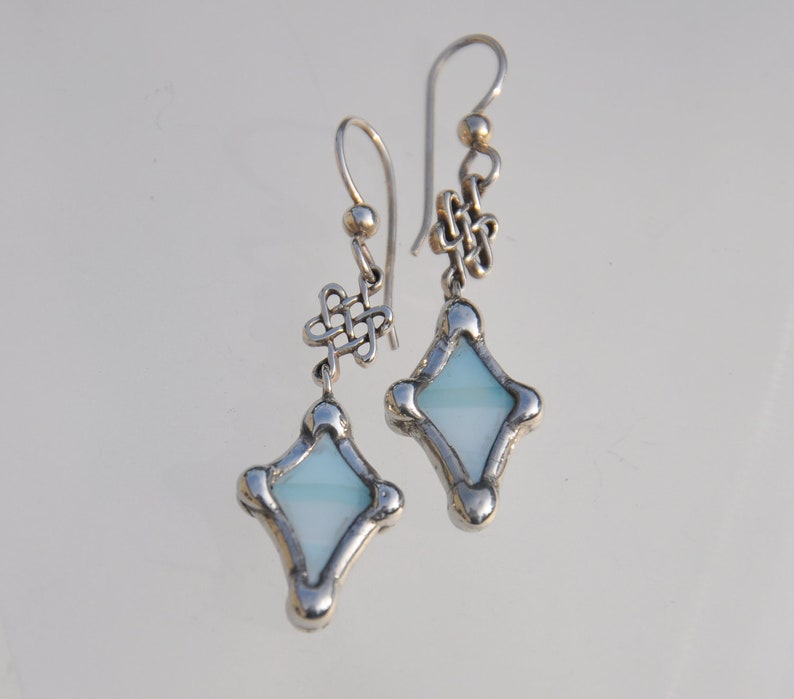 Celtic knot blue diamond earrings image 2