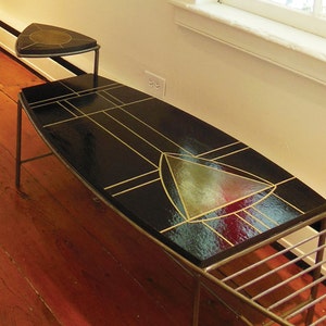 Modern mosaic and welded steel coffee table image 1