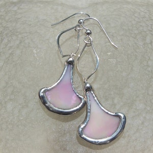 Pink fan leaf earrings image 2