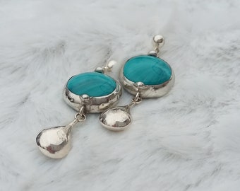 Malachite marbelized glass post earrings