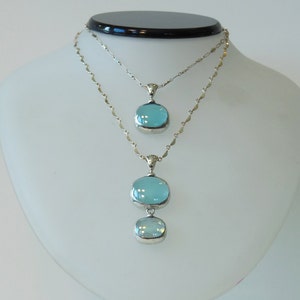 Layered blue glass drop necklaces zdjęcie 2