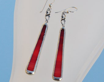 Glass orange & red dangle earrings