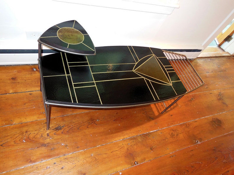 Modern mosaic and welded steel coffee table image 2