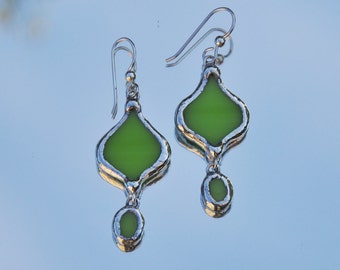 Apple green glass eastern style earrings Holiday Sale!