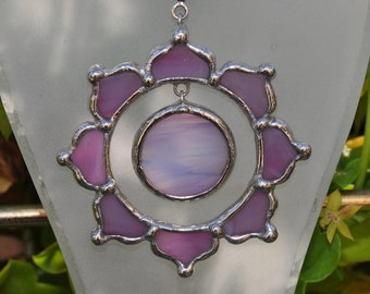 Purple glass sun Lotus necklace