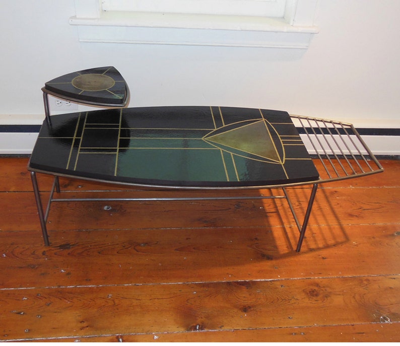 Modern mosaic and welded steel coffee table image 4