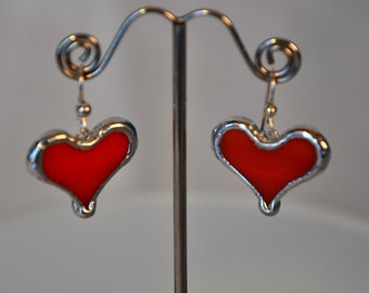 Tomato red heart earrings