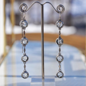 Elegant glass rain drop thread earrings image 1