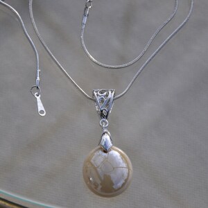 Pearl taupe glass drop necklace image 2