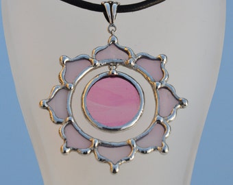 Pink sun lotus necklace