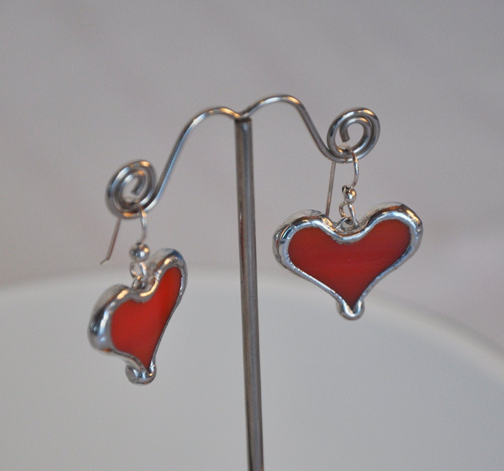 Tomato Red Heart Earrings - Etsy