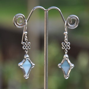 Celtic knot blue diamond earrings image 1