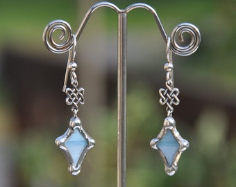 Celtic knot blue diamond earrings