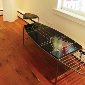 Modern mosaic and welded steel coffee table image 3