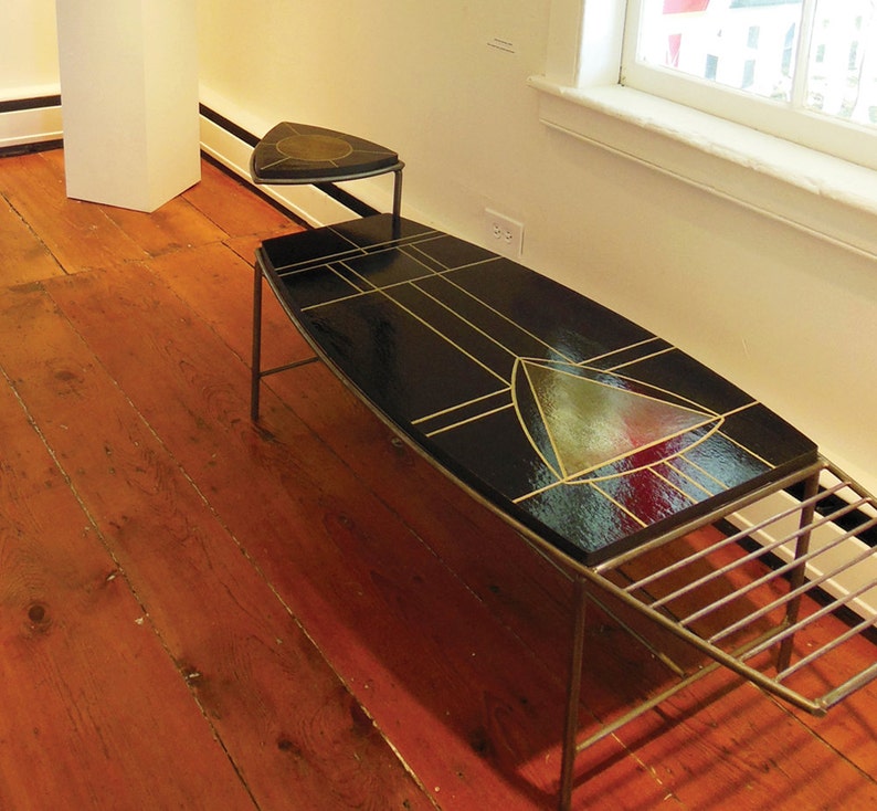Modern mosaic and welded steel coffee table image 3