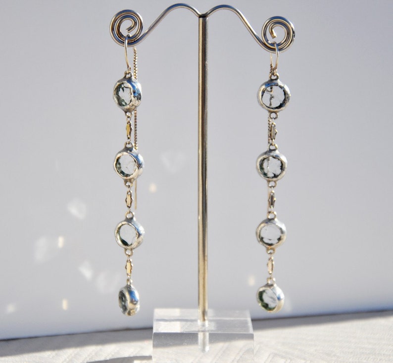 Elegant glass rain drop thread earrings image 3