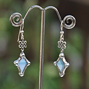 Celtic knot blue diamond earrings image 5