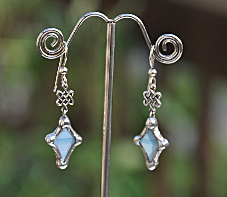 Celtic knot blue diamond earrings image 5