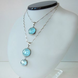 Layered blue glass drop necklaces imagem 1